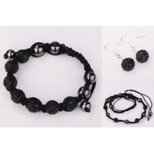 Black Shamballa Colar / Anéis / Pulseiras / Brincos Shamballa Jóias Set JW24